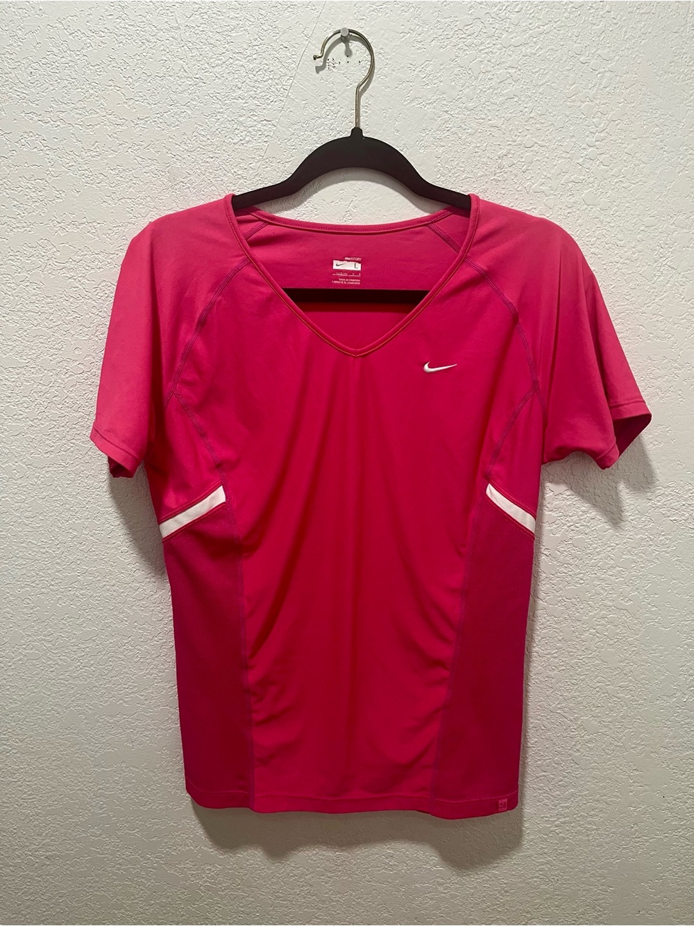 Nike Hot Pink Short-Sleeve V-Neck Performance Tee